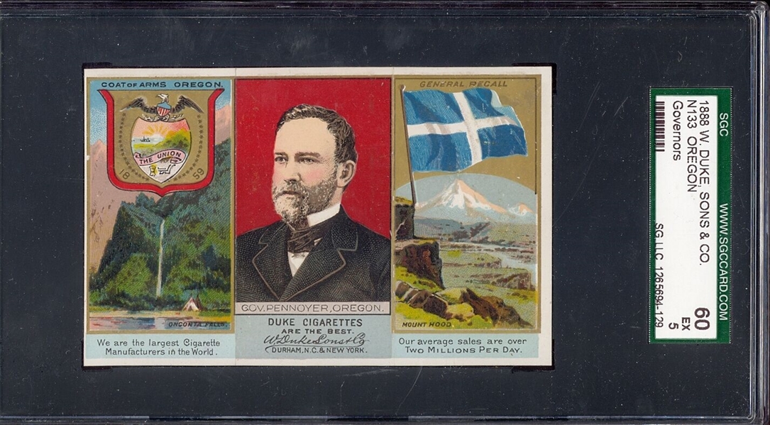 N133 Duke Tobacco Governors Lot of (3) SGC-Graded Cards