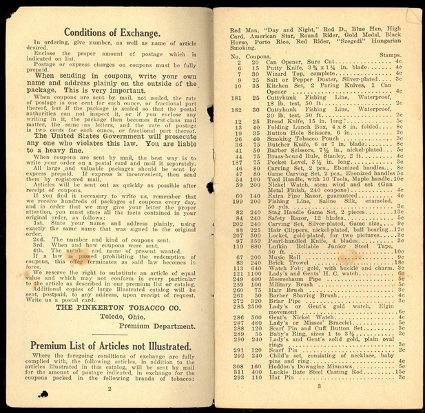 c1910 Pinkerton Tobacco Catalog