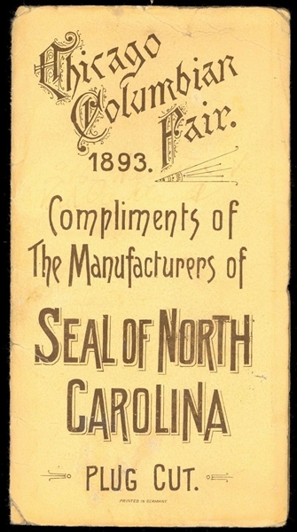 1893 Chicago Columbian Exposition Seal of North Carolina Tobacco Booklet