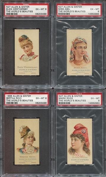 N27 Allen & Ginter World's Beauties Second Series Lot of (8) PSA6 EXMT Cards