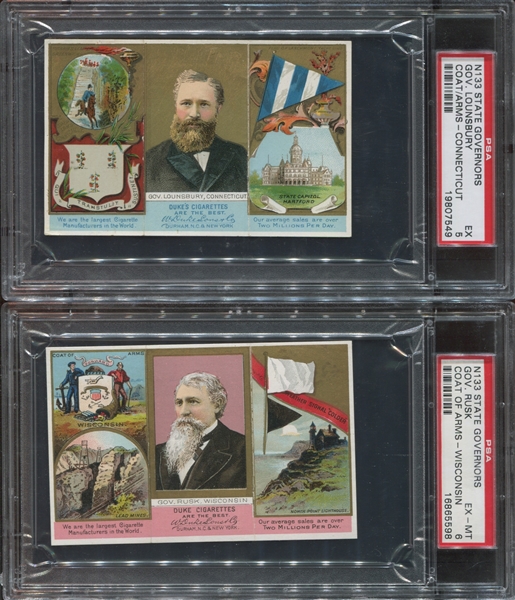 N133 Duke Tobacco Governors Lot of (6) PSA-Graded Cards