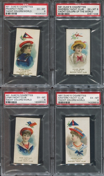 N91 Duke Tobacco Yacht Colors of the World Lot of (7) PSA6 EXMT Cards
