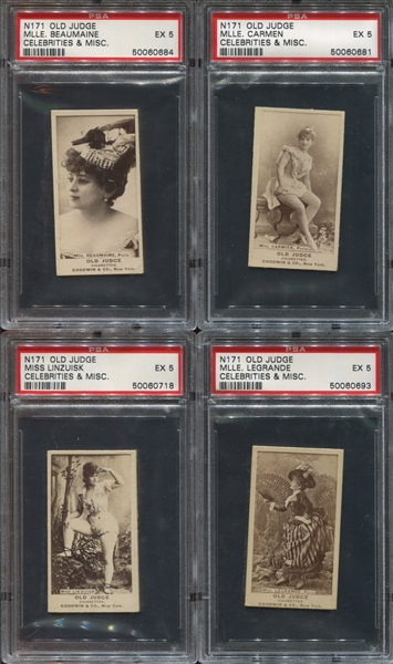 N171 Goodwin Old Judge Celebrities & Miscellaneous Lot of (5) PSA5 EX Cards