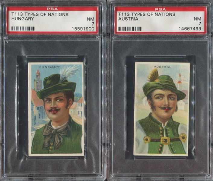 T113 Types of Nations High Grade Lot of (2) PSA7 Cards