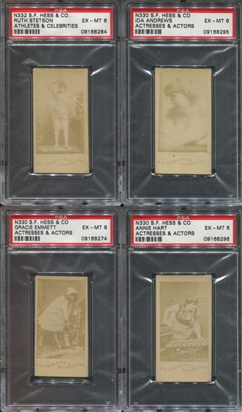 N332 S. F. Hess Athletes & Celebrities Lot of (11) PSA6 EXMT Cards 