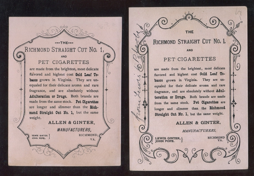 Allen & Ginter Pet Cigarettes Trade Card Lot of (5)