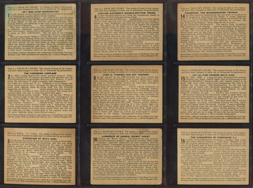 R156 Gumakers of America True Spy Stories Complete Set with PSA-Graded