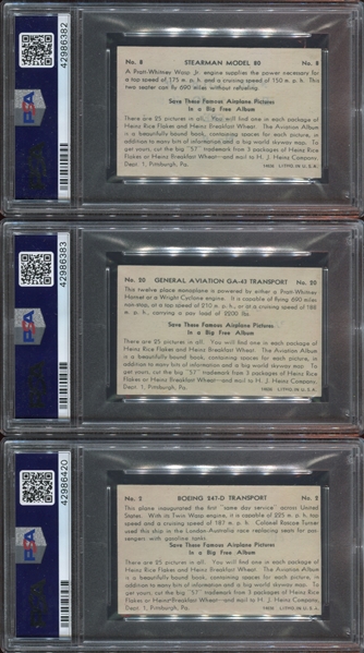F277-1 Heinz Rice Flakes Airplanes Lot of (5) PSA-Graded Cards