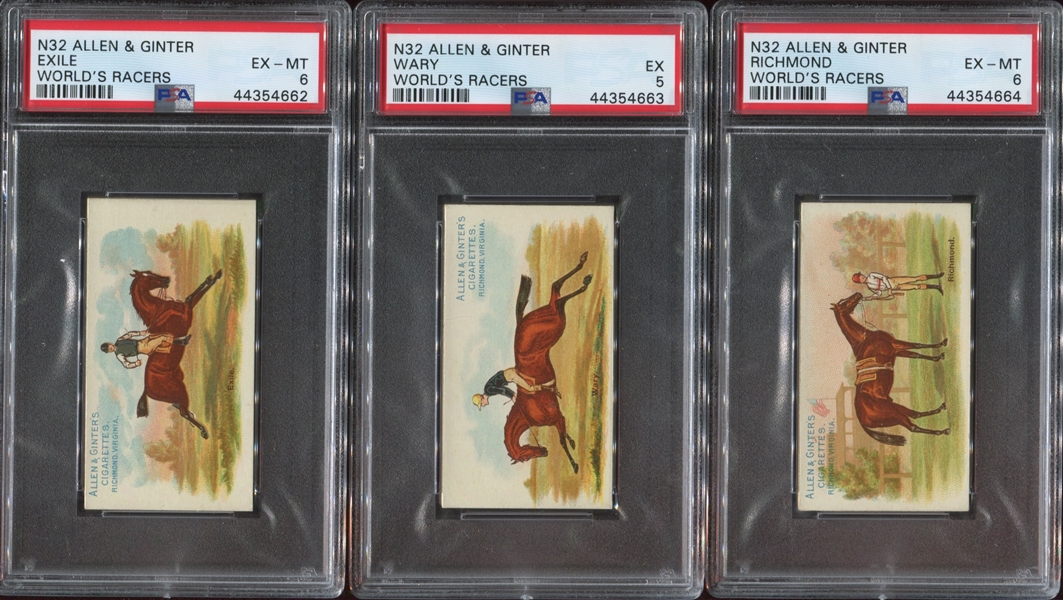 N32 Allen & Ginter World's Racers Lot of (3) PSA-Graded Cards