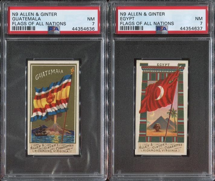 N9 Allen & Ginter Flags of Nations (Series I) Lot of (2) PSA7 NM Cards