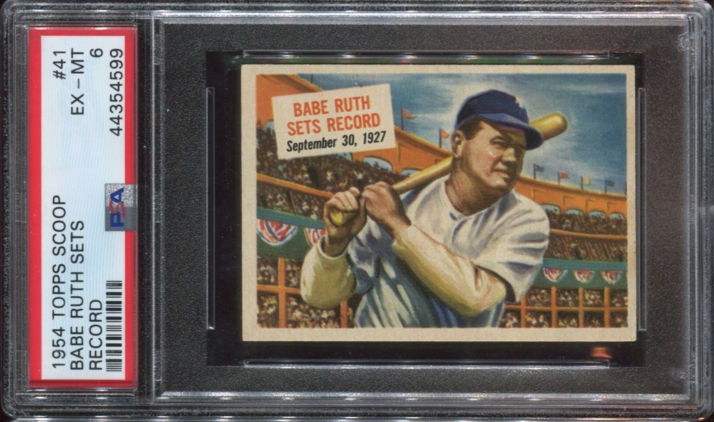 1954 Topps Scoop #41 Babe Ruth Sets Record PSA6 EXMT