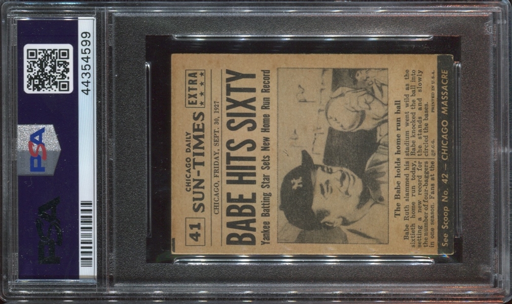 1954 Topps Scoop #41 Babe Ruth Sets Record PSA6 EXMT