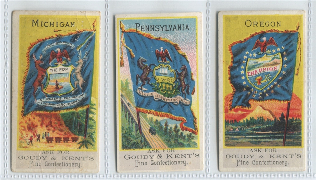 E17D Goudey & Kent Lot of (3) State Flags of the U.S.