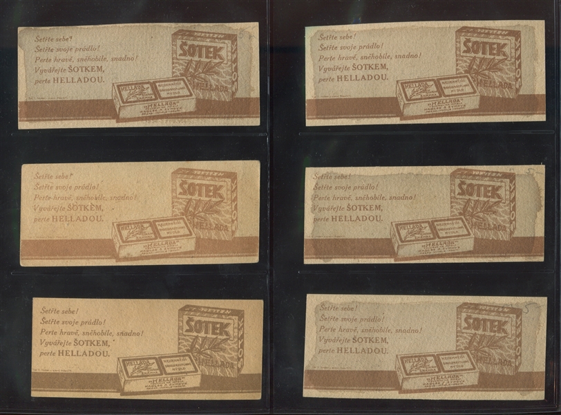 1950s Sotek-Hellada Czech-Issue Automobile and Motorcycle Cards Lot of (6) Different Cards