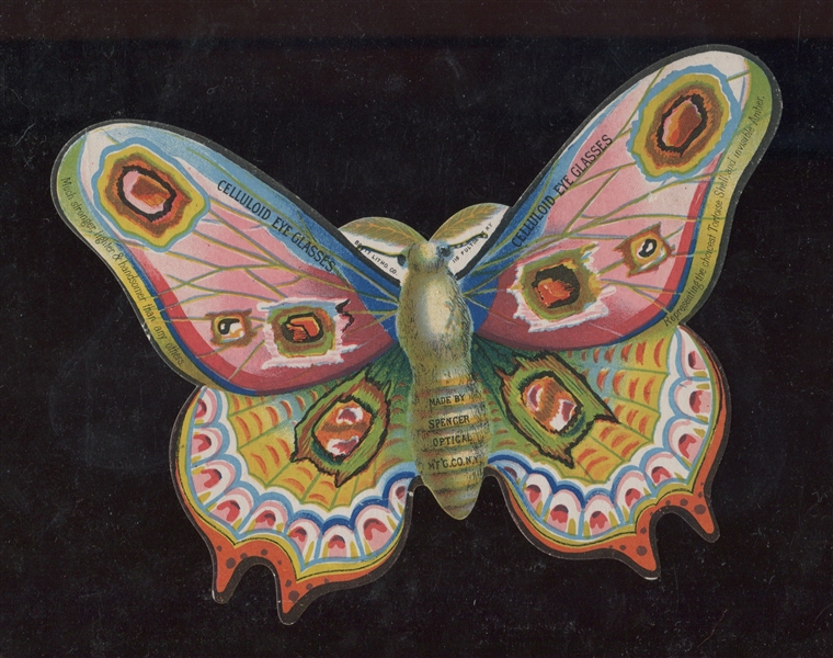 1880s Brett Litho. Spencer Optical Die-Cut Butterfly Victorian-Era Trade Card 