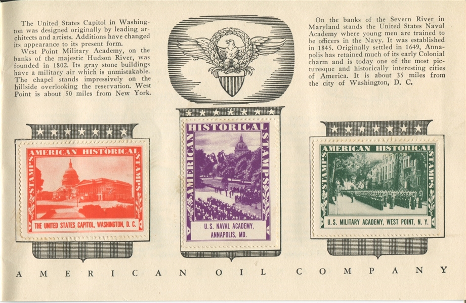 1937 Amoco American Historical Series Complete Stamp Set (32) in Original Album