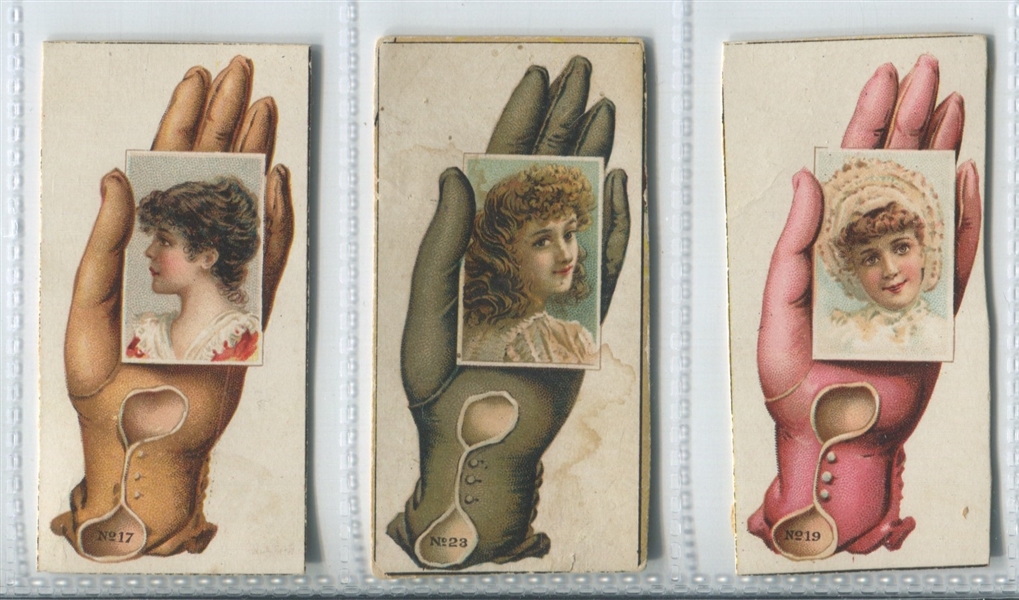  Allen & Ginter Actress/Glove Hand-Cut Banner Designs Lot of (3) Different