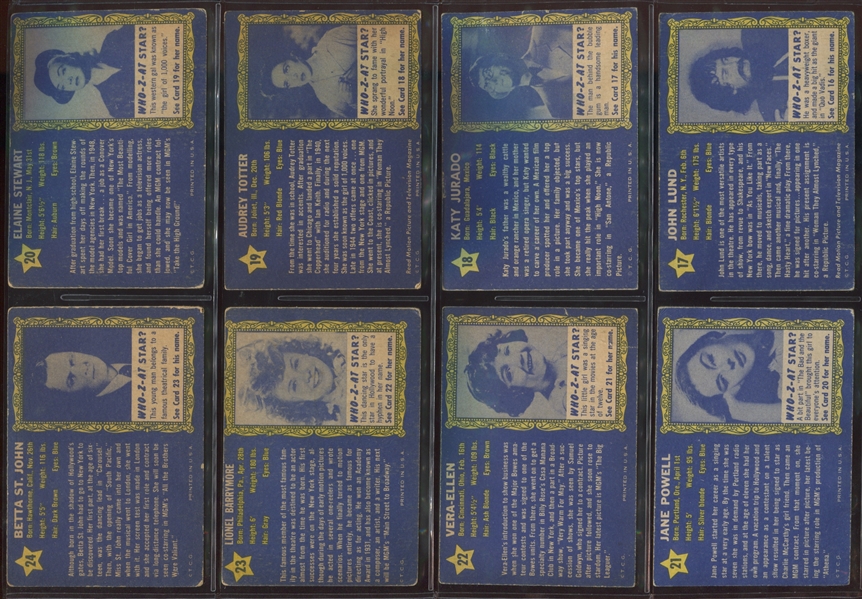 1953 Topps Who-Z-At Star Complete Set of (80) Cards