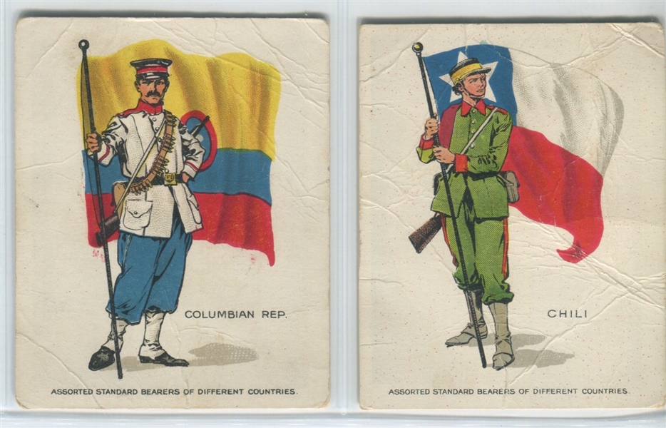 T105 Nebo Cigarettes Standard Bearers Lot of (2) TOUGH South American Country Cards