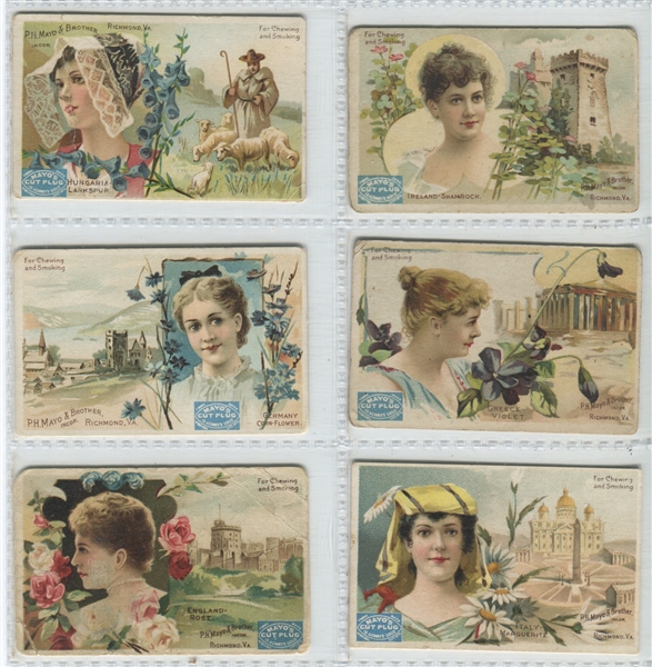 N306 Mayo Cut Plug National Flowers Lot of (9) Cards