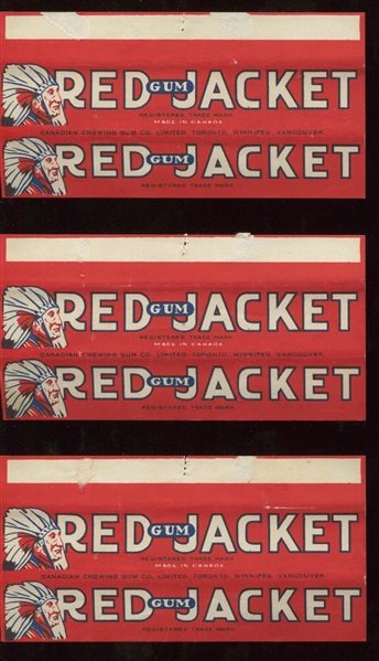 Lot of (5) Canadian Gum Wrappers from O-Pee-Chee and Red Jacket