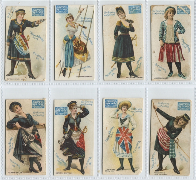 N308 Mayo Tobacco Naval Uniforms Lot of (8) Cards