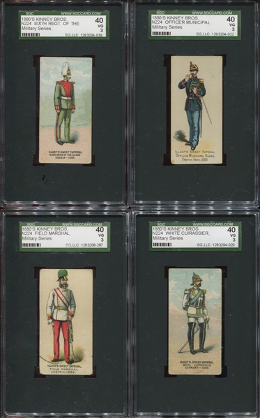 N224 Kinney Military Series Lot of (20) SGC40 Graded Cards