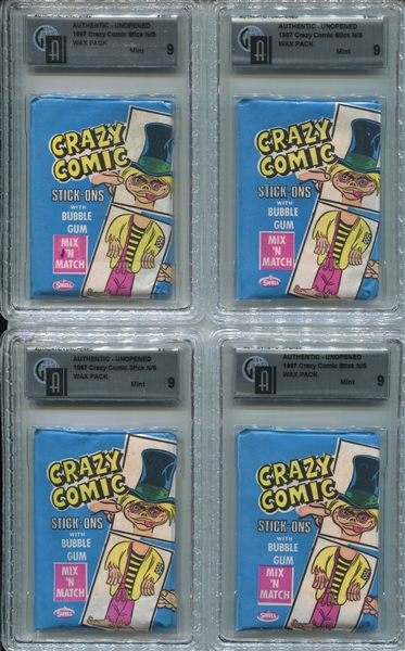 1967 Swell Gum Crazy Comics Lot of (4) GAI9 Graded Unopened Packages