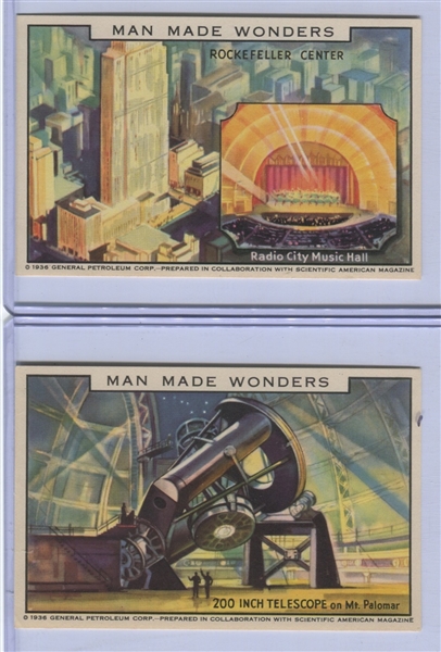 UO23 General Petroleum Corp of America Man Made Wonders Complete Set of (15) Cards with Original Album