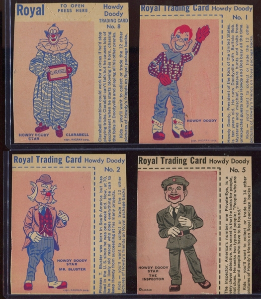 F219-7 Royal Trading Cards - Howdy Doody Lot of (4) Different