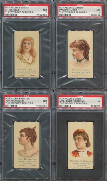 N27 Allen & Ginter World's Beauties (2nd Series) Lot of (4) PSA7 NM Cards