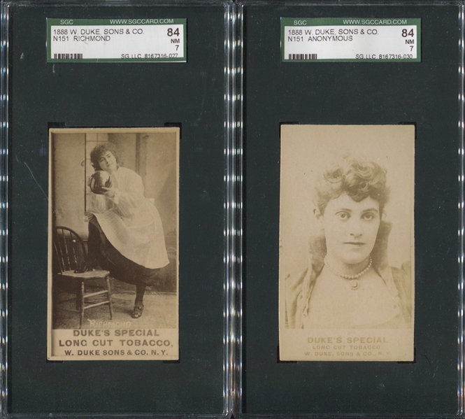 N151 Duke Tobacco Special Long Cut Actress Lot of (2) SGC84 NM Examples
