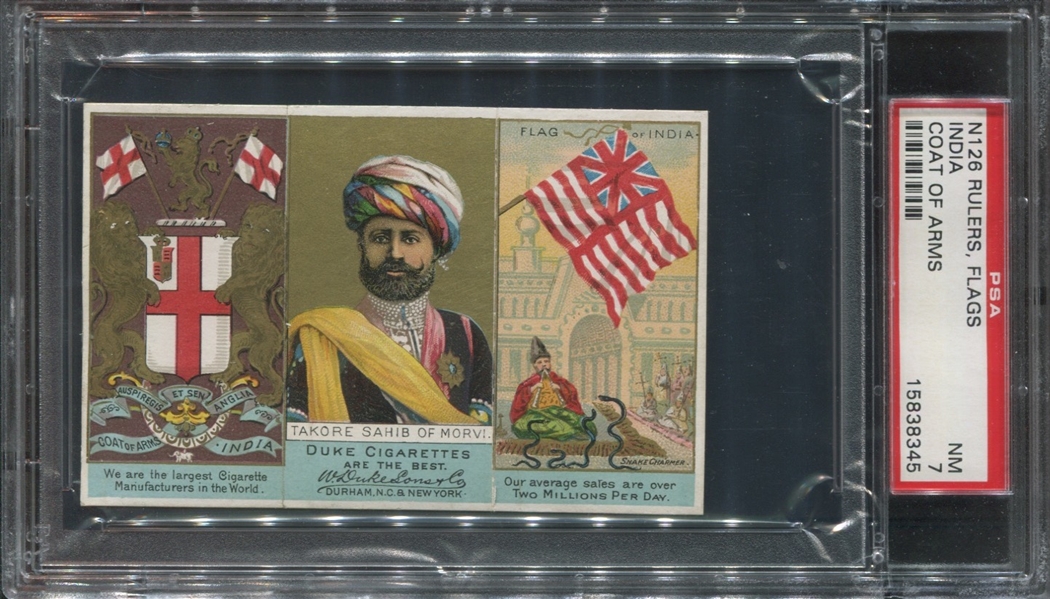 N126 Duke Tobacco Rulers, Flags & Coats of Arms - India PSA7 NM