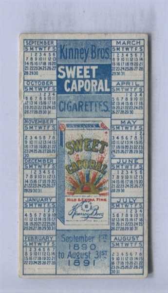 N242 Sweet Caporal 1890-1891 Calendar Card