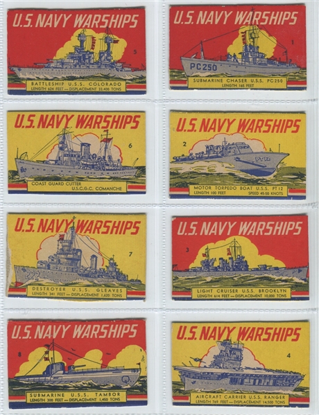 R98 U.S. Navy Warships Complete Set of (8) Cards 