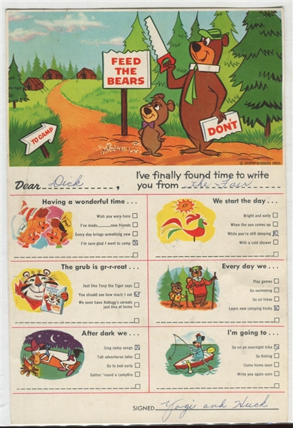 Mixed Lot of (5) Cereal Box Backs Cutouts circa 1960 with Ruff & Reddy
