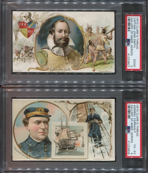 H570 Clark's Thread Gallery of American Heroes Lot of (3) PSA-Graded Cards