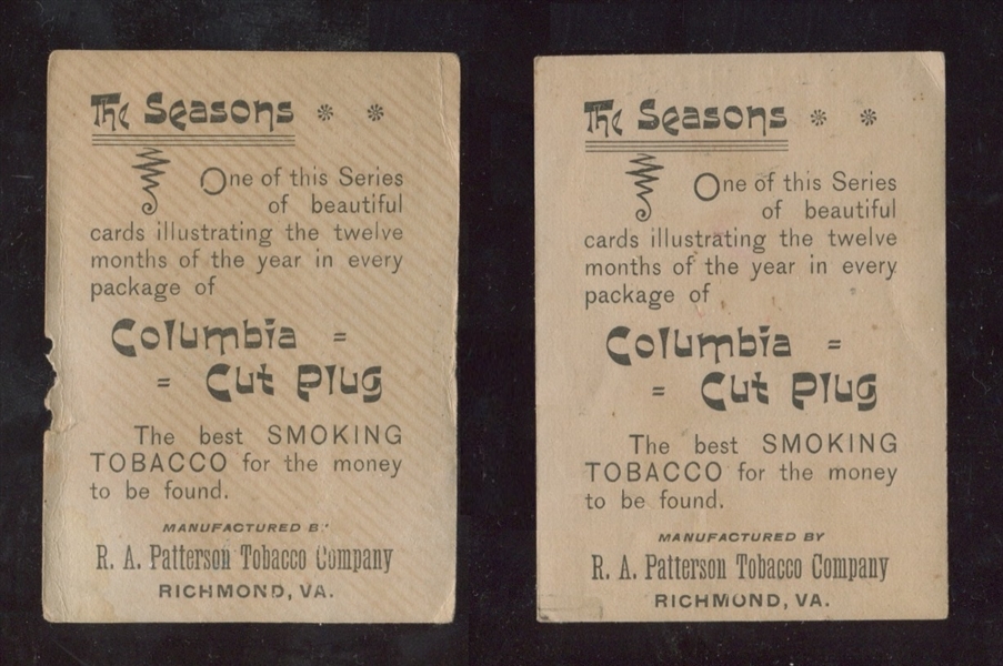 N313B Patterson Tobacco Columbia Cut Plug The Seasons Lot of (2) Different Cards