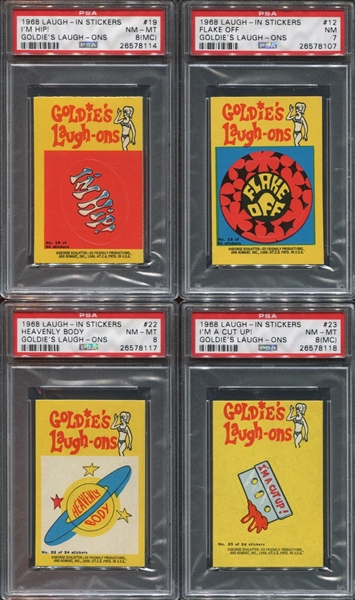 1968 Topps Laugh-In Stickers PSA-Graded Lot of (7) Stickers