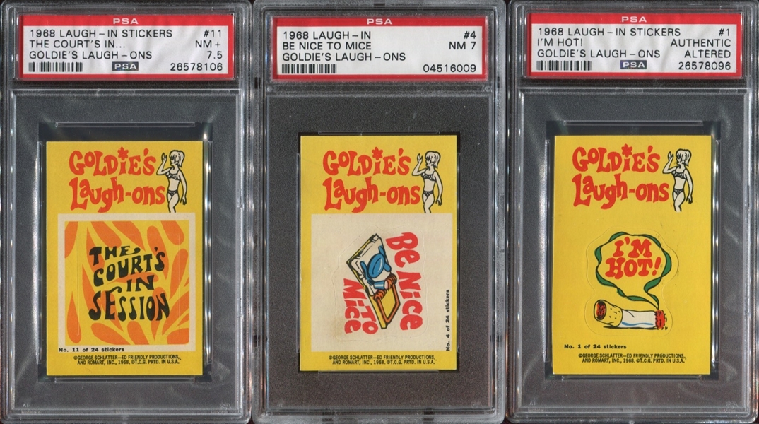 1968 Topps Laugh-In Stickers PSA-Graded Lot of (7) Stickers