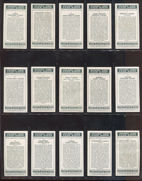 1916 John Player & Sons Aviary and Cage Birds Complete set of (50) Cards