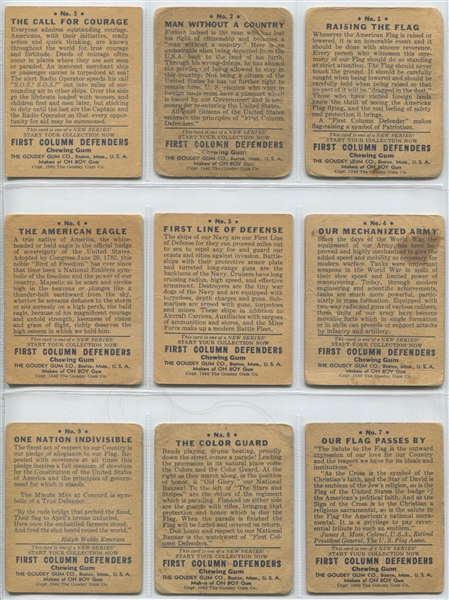 R50 Goudey Gum First Column Defenders Complete Set of (24) Cards