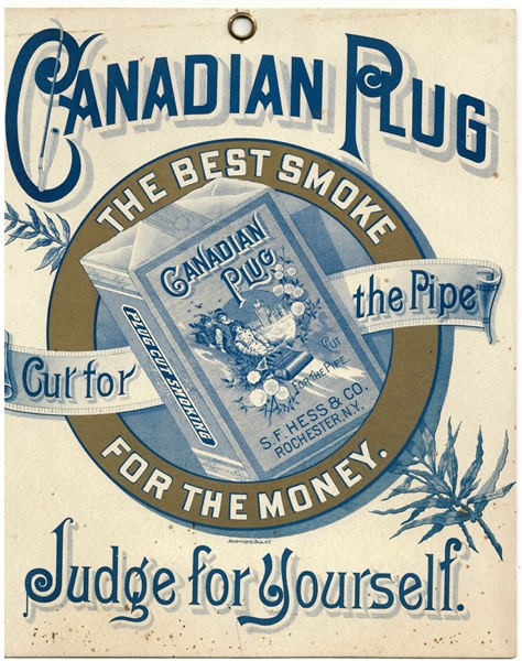 S. F. Hess Canadian Plug Tobacco Hangar Card