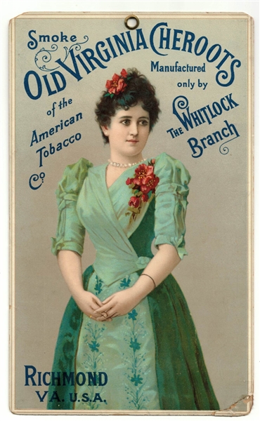 Old Virginia Cheroots Tobacco Actress Cabinet Hangar Card
