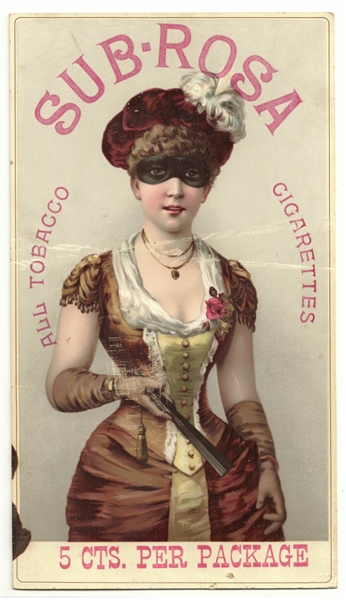 1880's Sub Rosa Tobacco Cigarettes Advertising Point of Sale Card