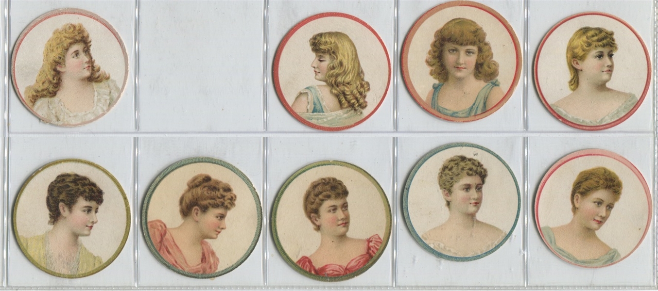 N228-2 Kinney Novelties Round (With Rim) Actresses Near Set (38/50) of Cards 