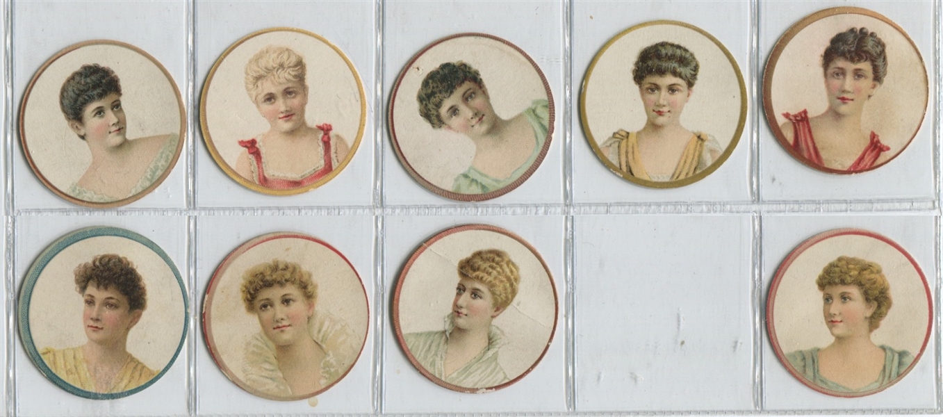 N228-2 Kinney Novelties Round (With Rim) Actresses Near Set (38/50) of Cards 