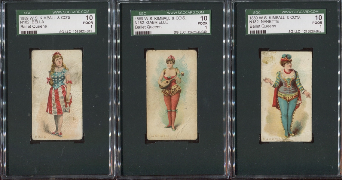 N182 W.S. Kimball Ballet Queens Lot of (3) SGC-Graded Cards