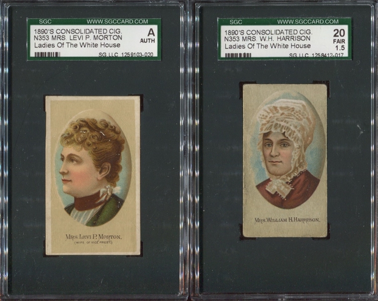 N353 Consolidated Cigarettes Ladies of the White House Pair of SGC-Graded Cards