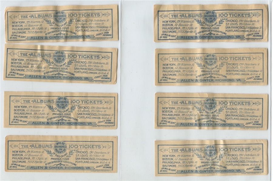 Lot of (8) Allen & Ginter Tobacco Coupons 